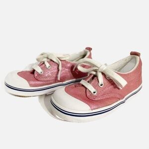 Keds Classic Champion Canvas Lace Up Sneakers White Outsoles Soles Painted Pink